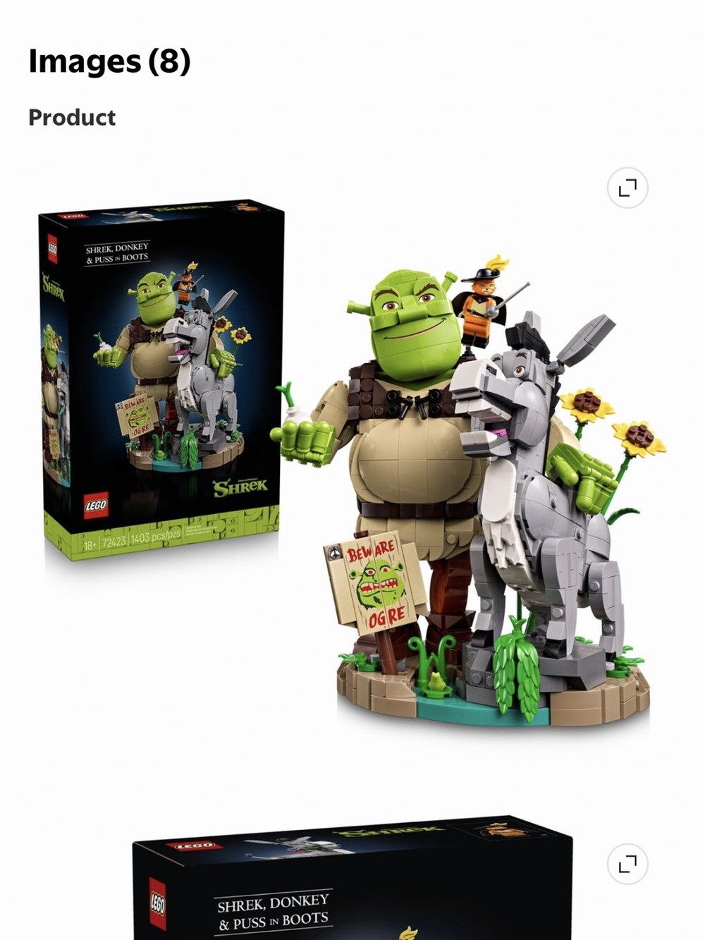 Lego Shrek, Donkey & Puss in Boots Buildable Figures - Green, Gray, Brown